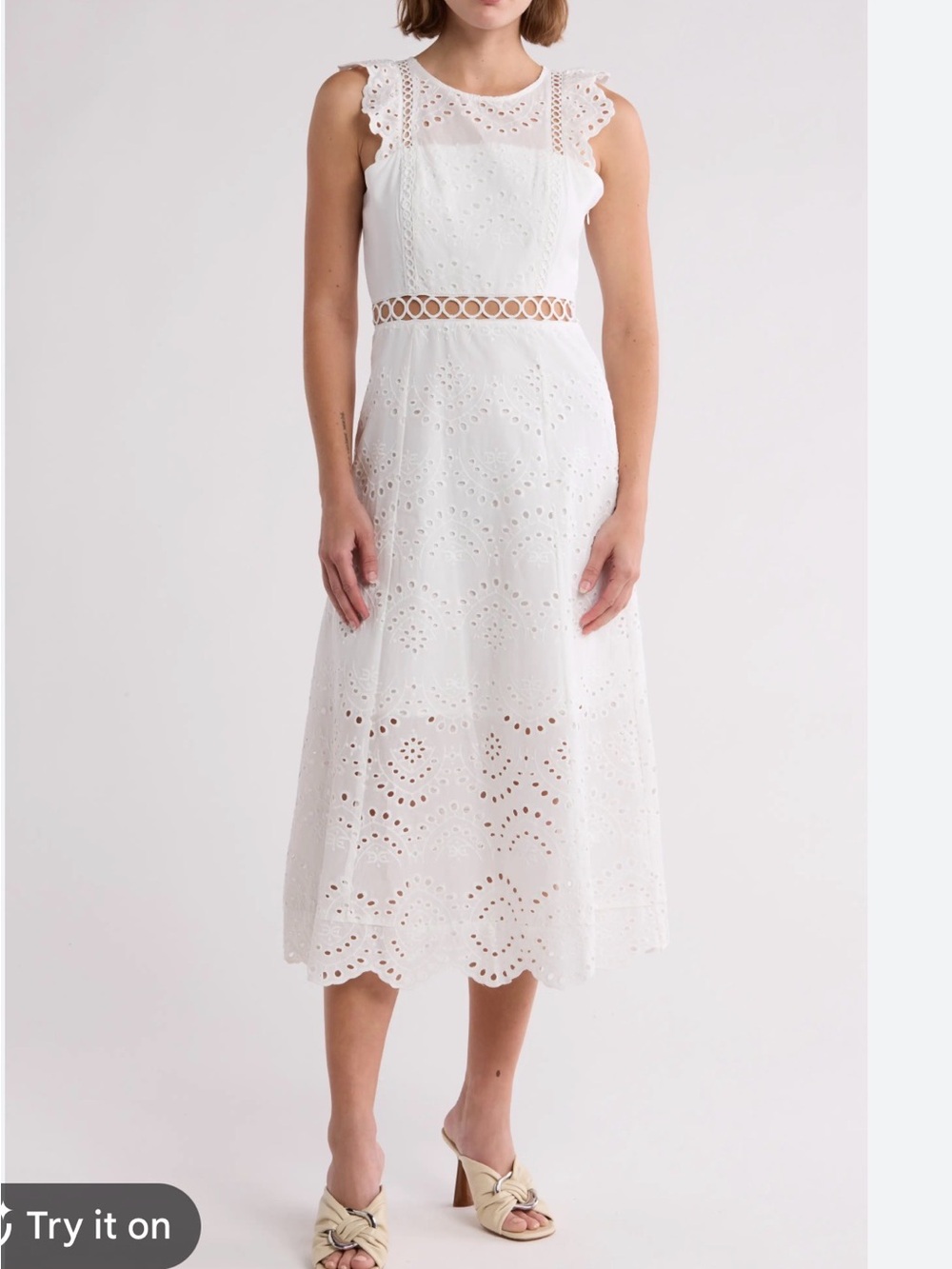 Sam Edelman White Eyelet Midi Dress